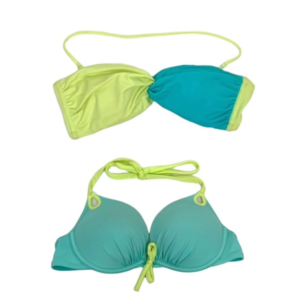 Victoria’s Secret Green Blue Twist Halter Bikini Top With Extra Push Up Bikini